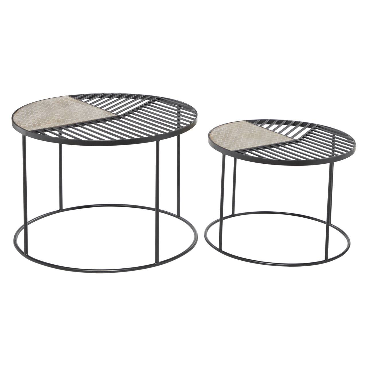 Black Metal Contemporary Accent Table Set